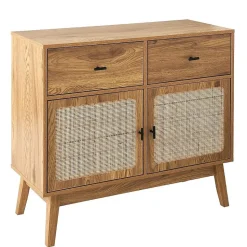 Commode 2 portes en rotin et 2 tiroirs L90 cm - ALIA