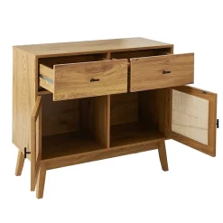 Commode 2 portes en rotin et 2 tiroirs L90 cm - ALIA