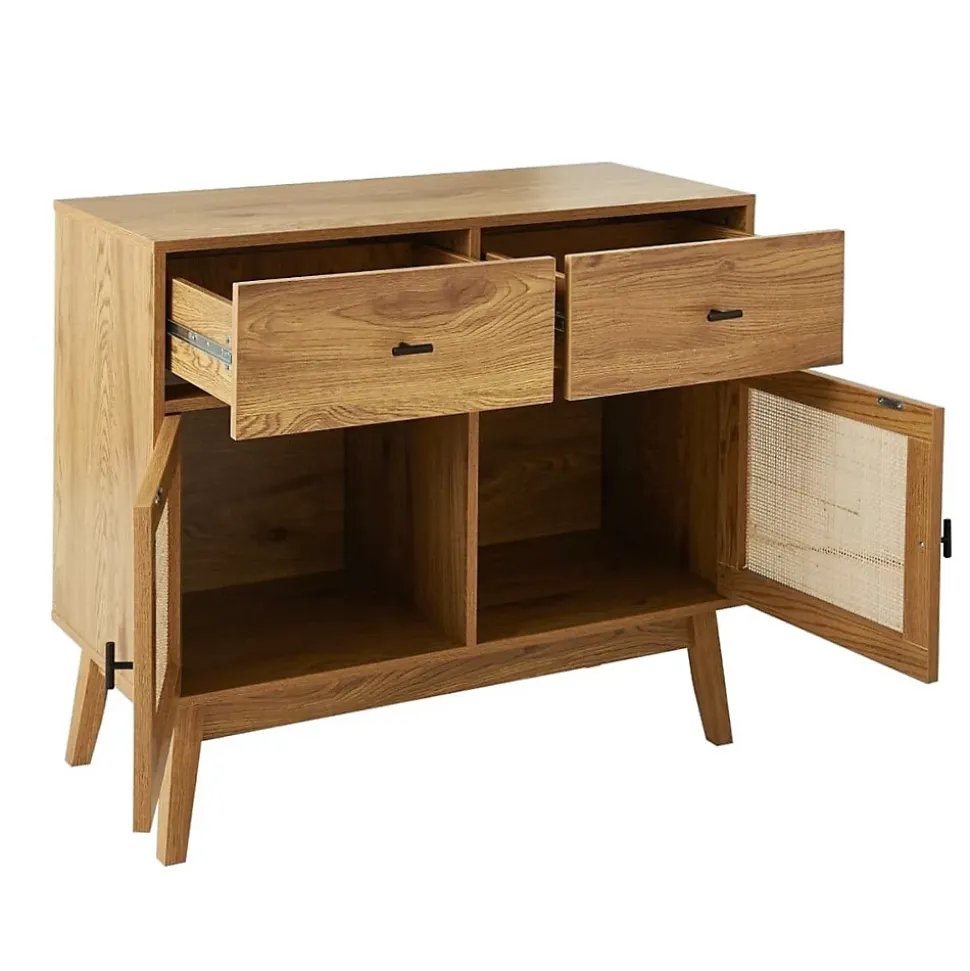Commode 2 portes en rotin et 2 tiroirs L90 cm - ALIA