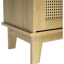 Commode 2 portes et 3 étagères cannage bois naturel 80 x 34 x 96 cm
