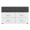 Commode - RHODES - 6 tiroirs - Blanc / Rechampis graphite - 130 x 41 x 83 cm - WIMEX