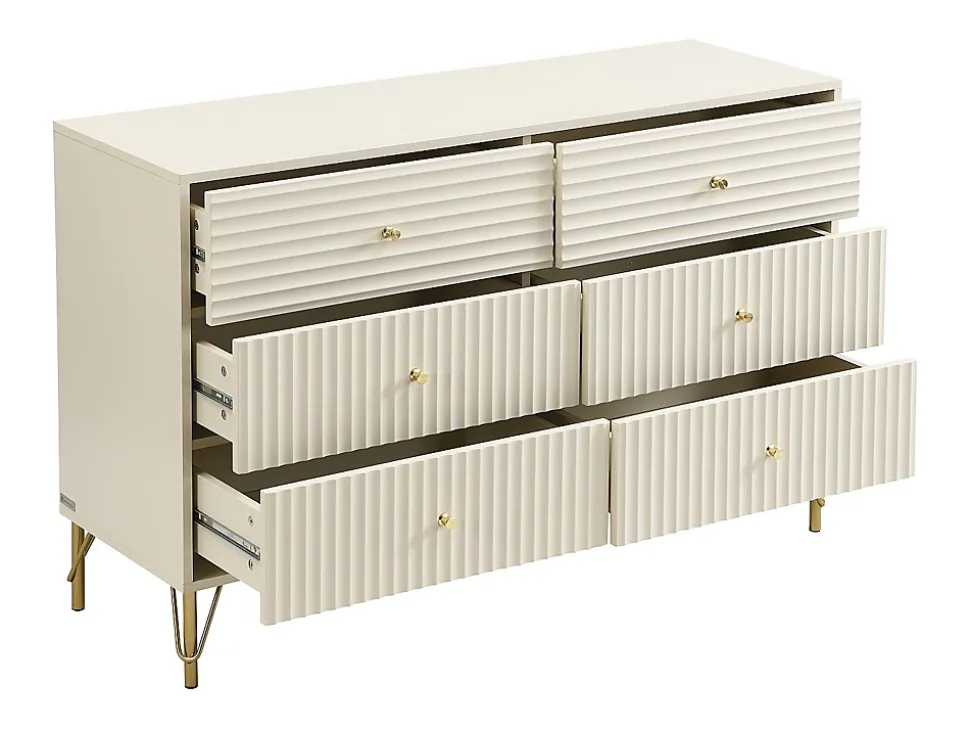 Commode 6 tiroirs - Beige - LOUREO
