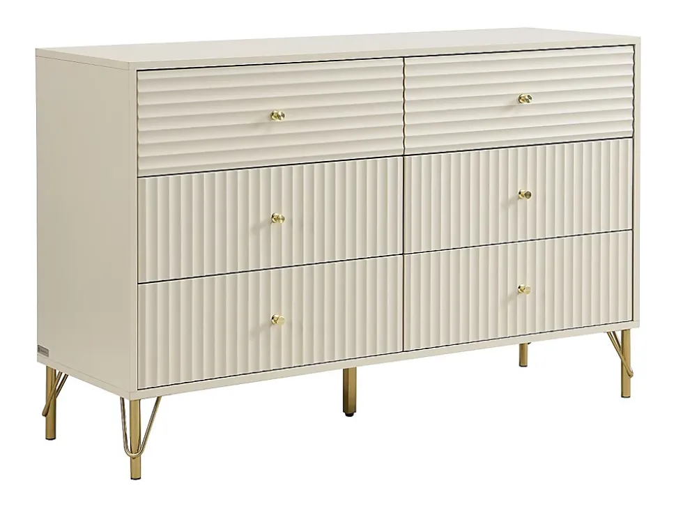 Commode 6 tiroirs - Beige - LOUREO