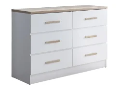 Commode 6 tiroirs - Blanc et naturel - SKAIDO