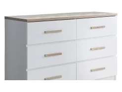 Commode 6 tiroirs - Blanc et naturel - SKAIDO