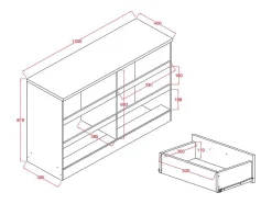 Commode 6 tiroirs - Blanc et naturel - SKAIDO