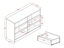 Commode 6 tiroirs - Blanc et naturel - SKAIDO