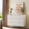 Commode 6 tiroirs à ondulations - Blanc, rangement élégant et pratique pour chambre, salon ou bureau