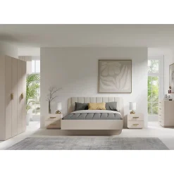 Commode 4 tiroirs AMALIE Coloris beige sable L100 x H93 x P42 cm Finition élégante et formes douces