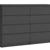 Commode 8 Tiroirs, Anthracite, 140 X 101 X 39 Cm