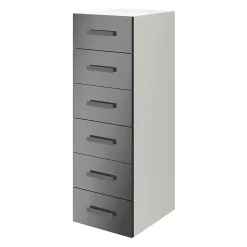 Commode 6 tiroirs anthracite et blanc GoodHome Atomia H. 112,5 x L. 37,5 x P. 47 cm