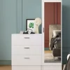 Commode 3 tiroirs avec armoire et miroir - Blanc - VITORIO