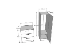 Commode 3 tiroirs avec armoire et miroir - Blanc - VITORIO