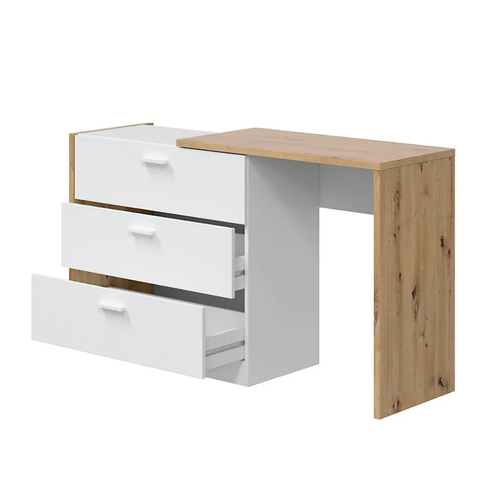 Commode 3 tiroirs avec bureau extensible L81 à 130 cm - KOMMO
