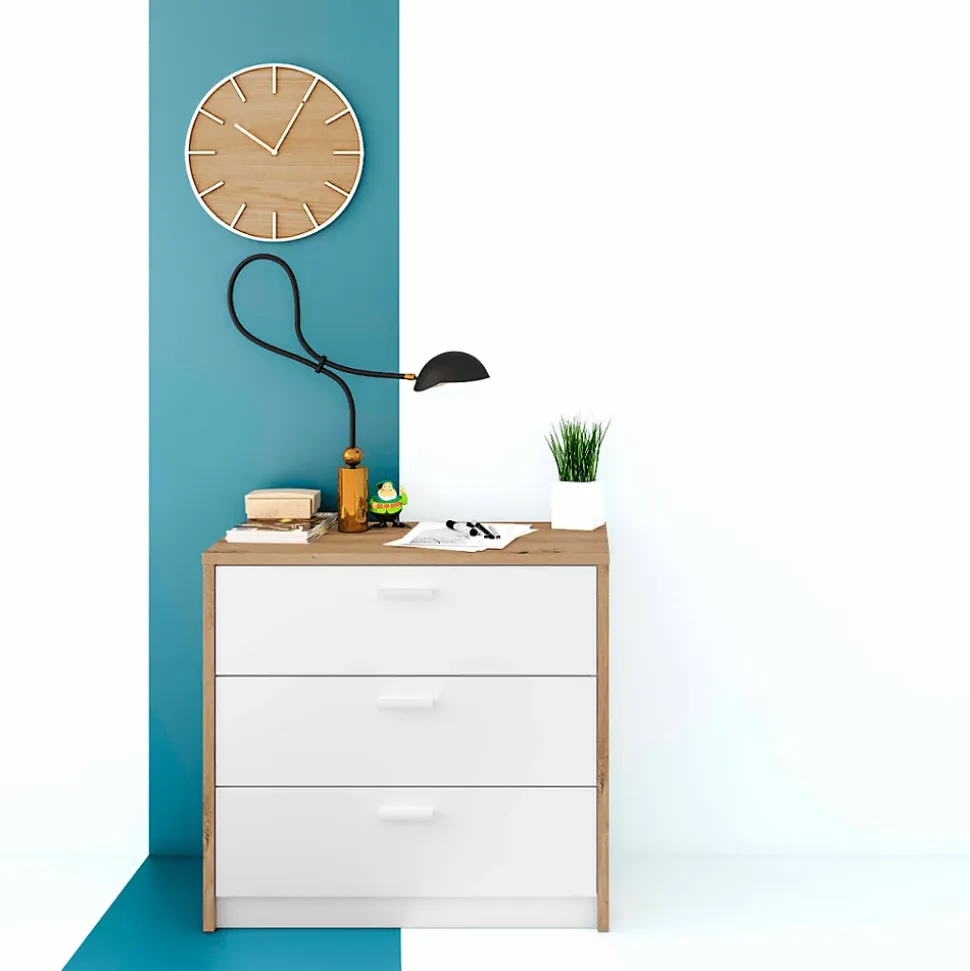Commode 3 tiroirs avec bureau extensible L81 à 130 cm - KOMMO