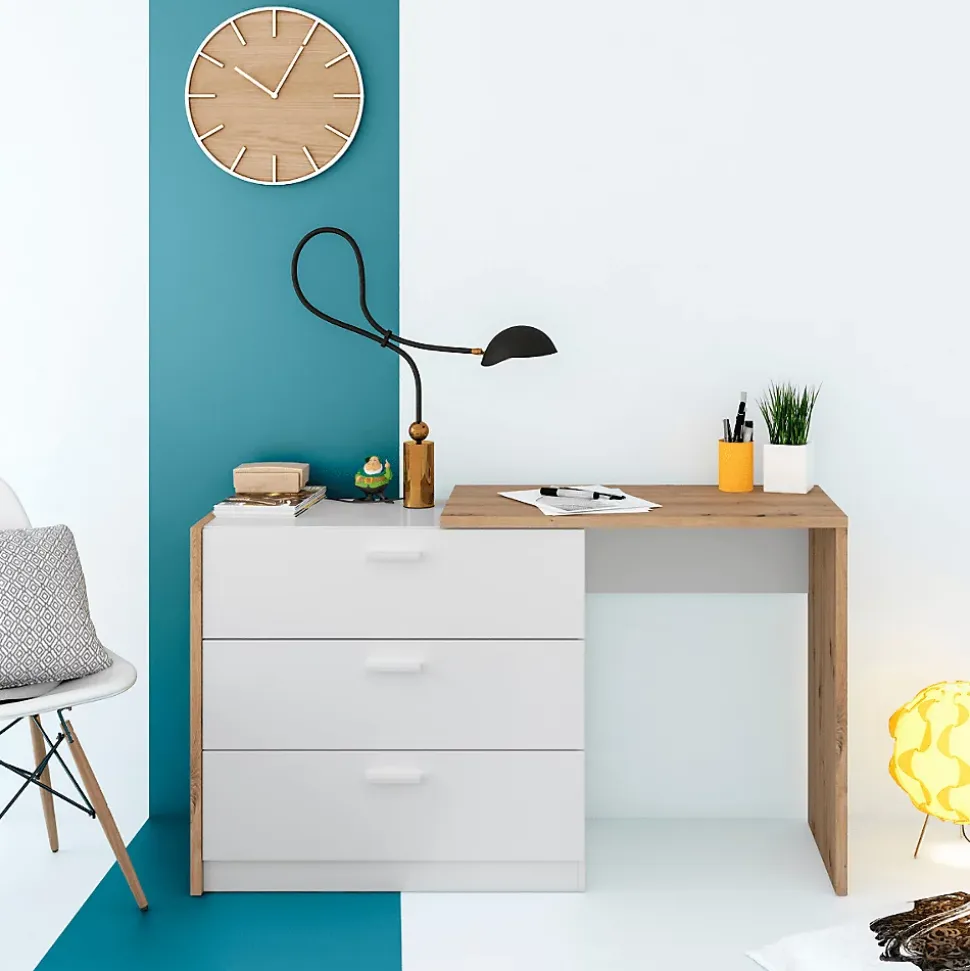 Commode 3 tiroirs avec bureau extensible L81 à 130 cm - KOMMO