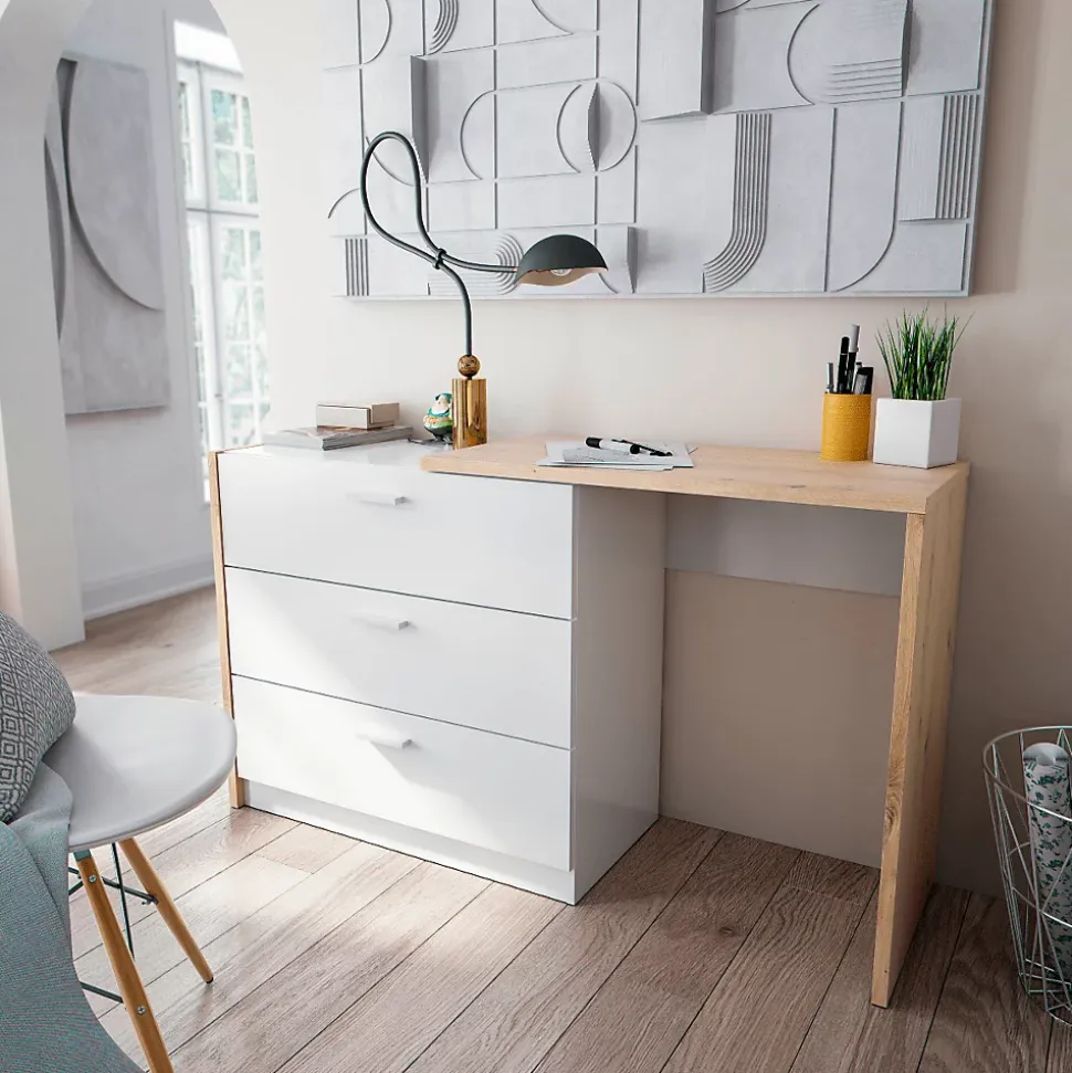 Commode 3 tiroirs avec bureau extensible L81 à 130 cm - KOMMO