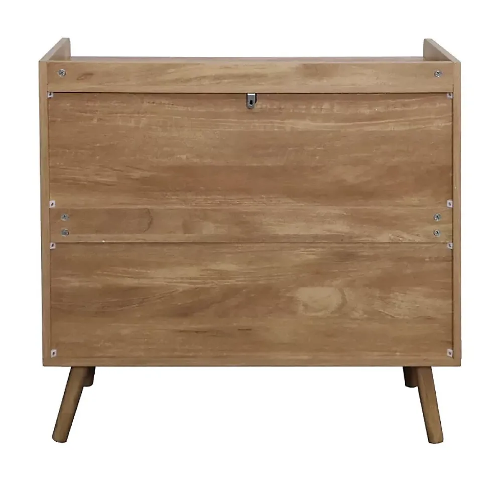 Commode 3 tiroirs avec façades en rotin naturel L80 cm - PALMO