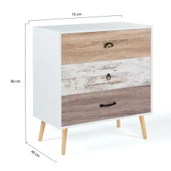 Commode 3 tiroirs BAHIA 75 cm scandinave