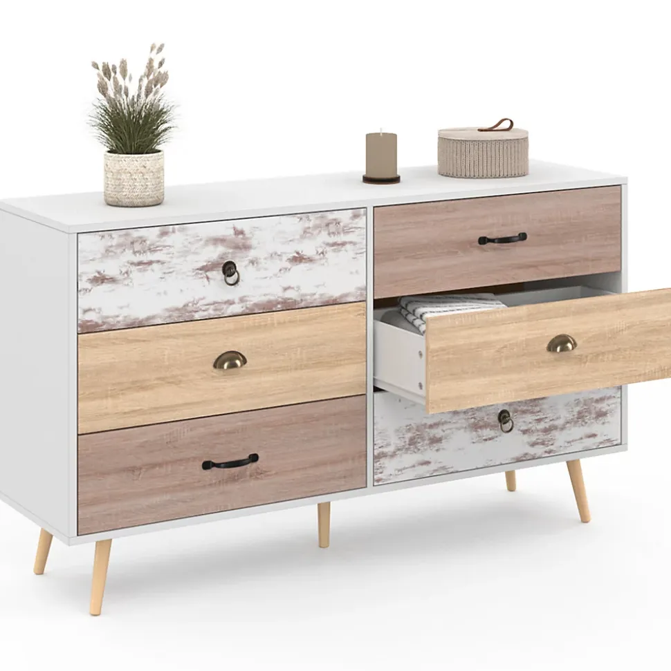 Commode 6 tiroirs BAHIA XXL 140 cm scandinave