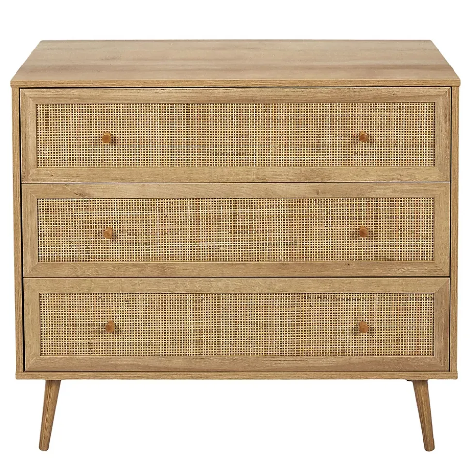 Commode 3 tiroirs Bali en cannage et panneaux de particules