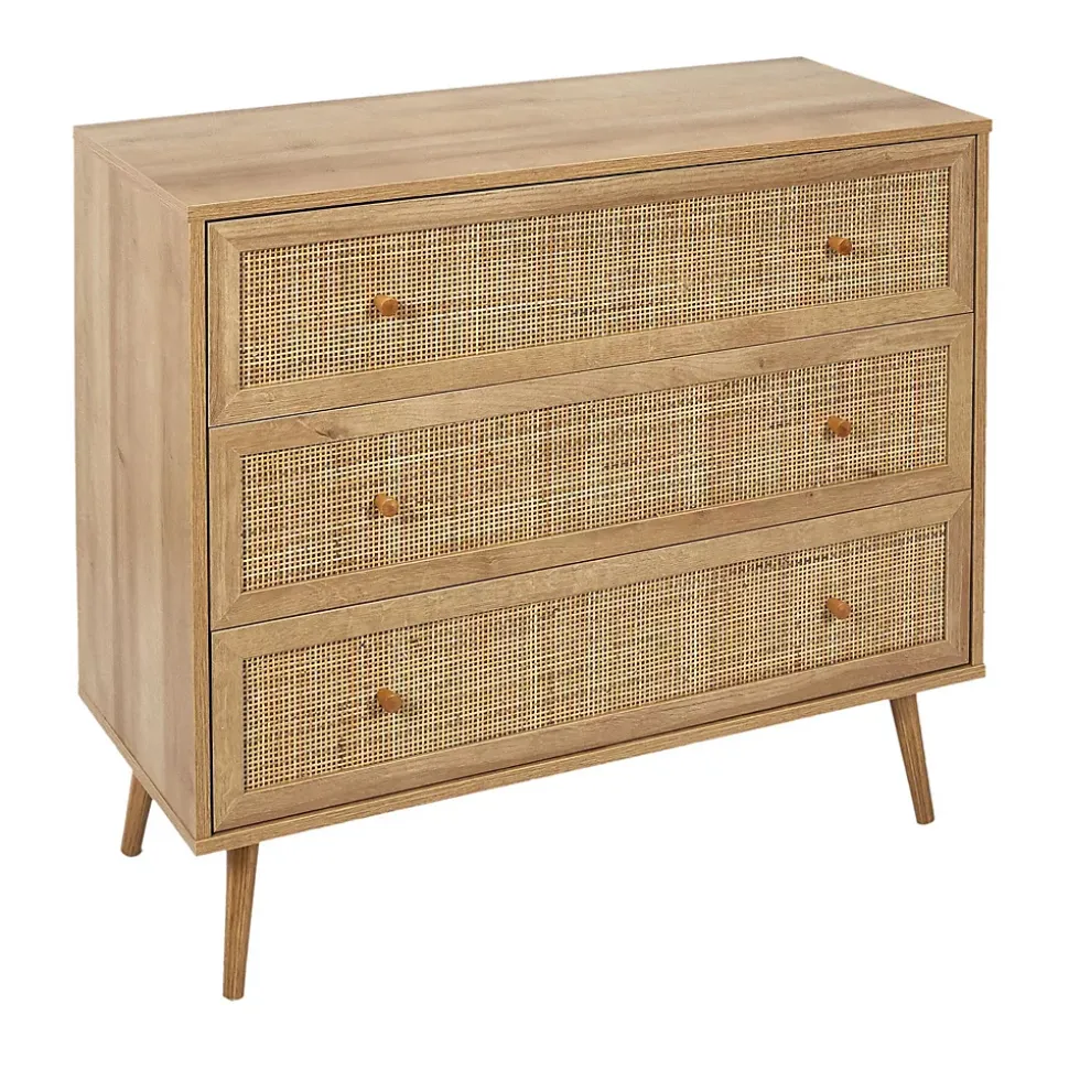 Commode 3 tiroirs Bali en cannage et panneaux de particules