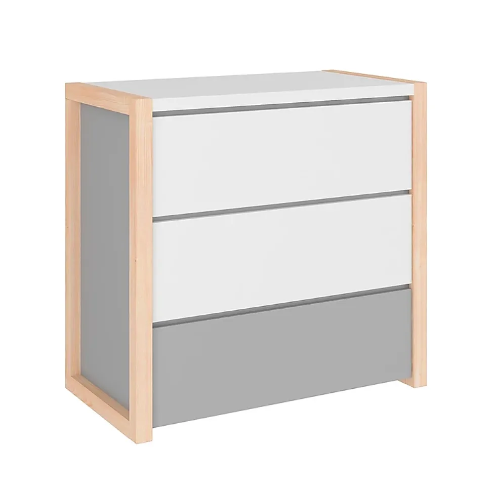 Commode 3 tiroirs Bellamy Pinette Blanc et gris