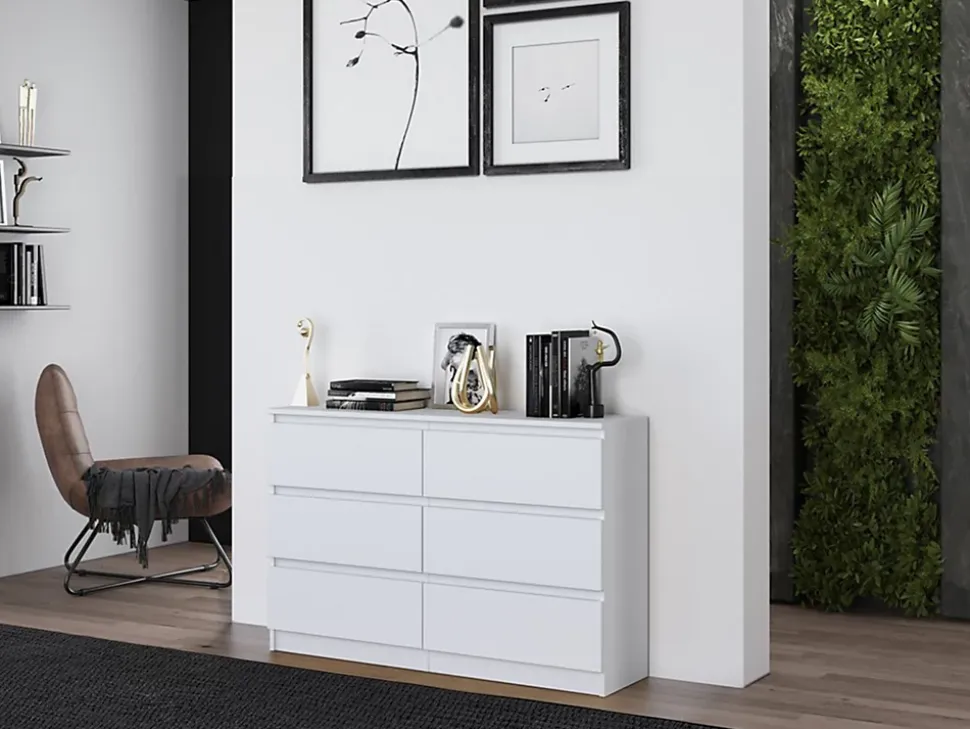 Commode 6 tiroirs blanc 120 cm MALWA