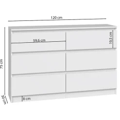 Commode 6 tiroirs blanc 120 cm MALWA