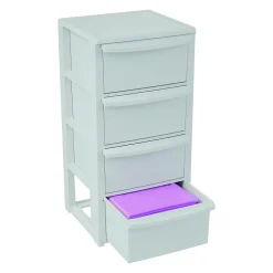 Commode 4 tiroirs Blanc - Meuble de Rangement Chambre Bureau Buanderie 39 x 38.5 x H 80.5 cm Art Plast