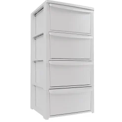 Commode 4 tiroirs Blanc - Meuble de Rangement Chambre Bureau Buanderie 39 x 38.5 x H 80.5 cm Art Plast