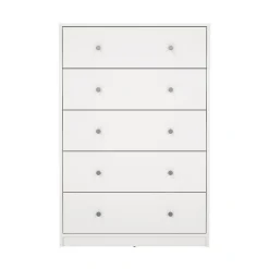 Commode 5 tiroirs blanc H108 cm - LISE