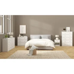 Commode 5 tiroirs blanc H108 cm - LISE