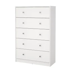 Commode 5 tiroirs blanc H108 cm - LISE