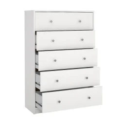 Commode 5 tiroirs blanc H108 cm - LISE