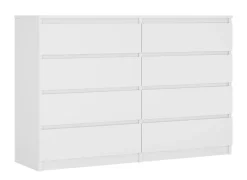 Commode 8 Tiroirs, Blanc Mat, 140 X 101 X 39 Cm
