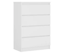 Commode 4 Tiroirs, Blanc Mat, 70 X 39 X 101 Cm