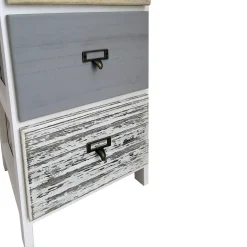 Commode 4 Tiroirs Bois Blanc Beige Gris Monté 79x30x24