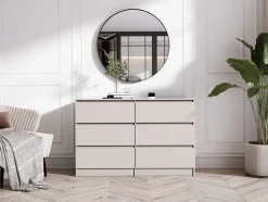 Commode 6 tiroirs, cachemire, 120 x 39 x 79 cm