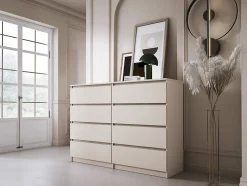Commode 8 tiroirs, cachemire, 139 x 39 x 101 cm