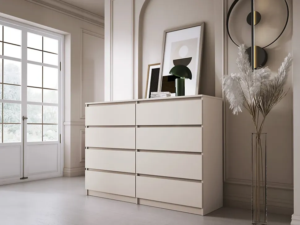 Commode 8 tiroirs, cachemire, 139 x 39 x 101 cm