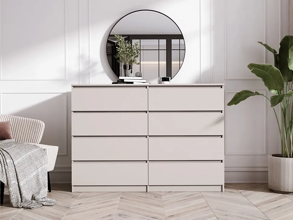 Commode 8 tiroirs, cachemire, 139 x 39 x 101 cm