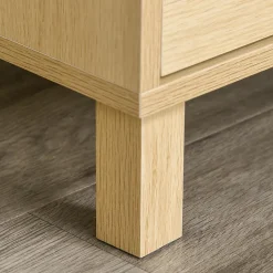 Commode 3 tiroirs cannage en rotin dim. 80L x 40l x 80H cm MDF aspect bois clair