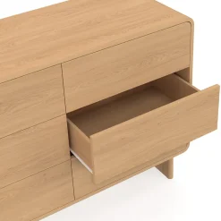 Commode 6 tiroirs CAPUCINE 110 cm façon hêtre design arrondi