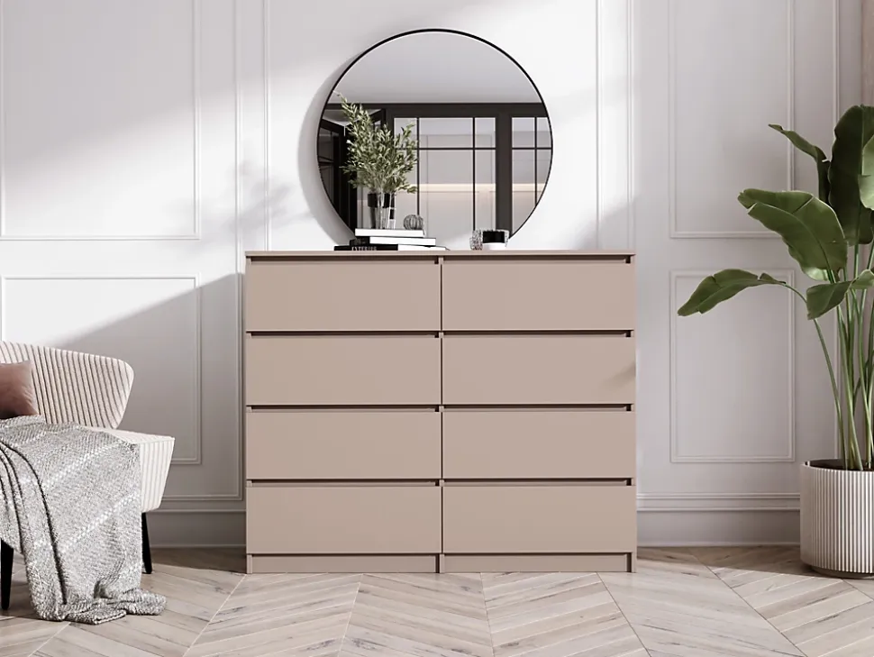 Commode 8 tiroirs, caramel, 120 x 39 x 101 cm