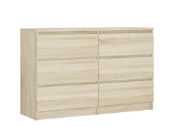 Commode 6 Tiroirs, Chêne Sonoma, 120 X 39 X 79 Cm