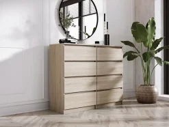 Commode 8 Tiroirs, Chêne Sonoma, 140 X 101 X 39 Cm
