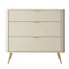 Commode 3 tiroirs couleur beige largeur 90 cm OVAL