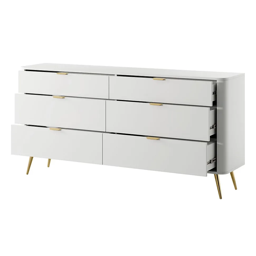 Commode 6 tiroirs couleur blanche largeur 172 cm OVAL