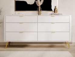 Commode 6 tiroirs couleur blanche largeur 172 cm OVAL